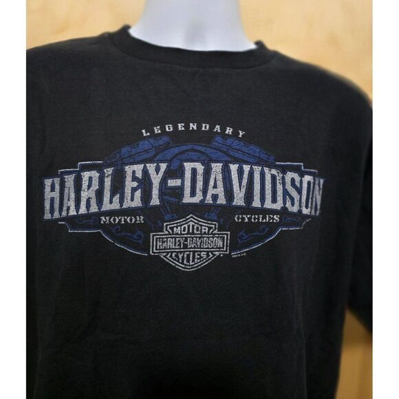 Harley-Davidson Legendary Black Graphic Tee W Zips 45th Parallel Gaylord MI - Picture 1 of 7